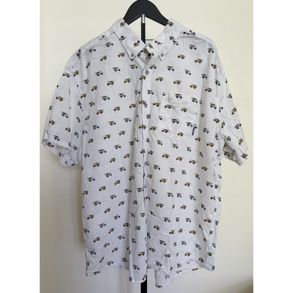 Eddie Bauer AOP Jeep Surfboard Button Up Shirt Men's Resort Vacation Size 2x